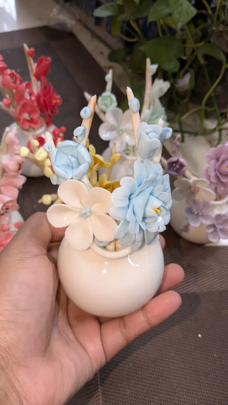 Ceramic Flower Pot with Flowers